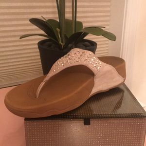 Worn Once! Suede Rhinestone Fitflops